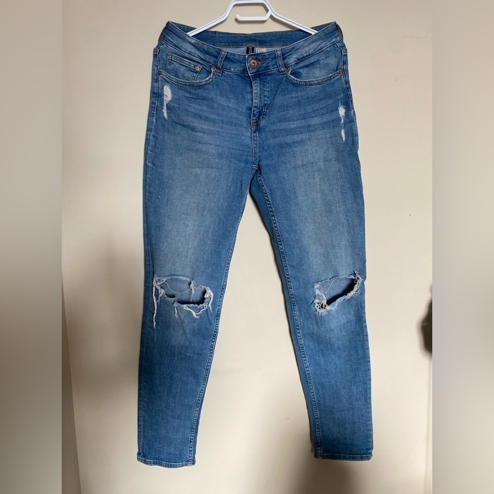 Streetwear H&M Blue Ripped Jeans Casual Denim US 6 Y2K Grunge